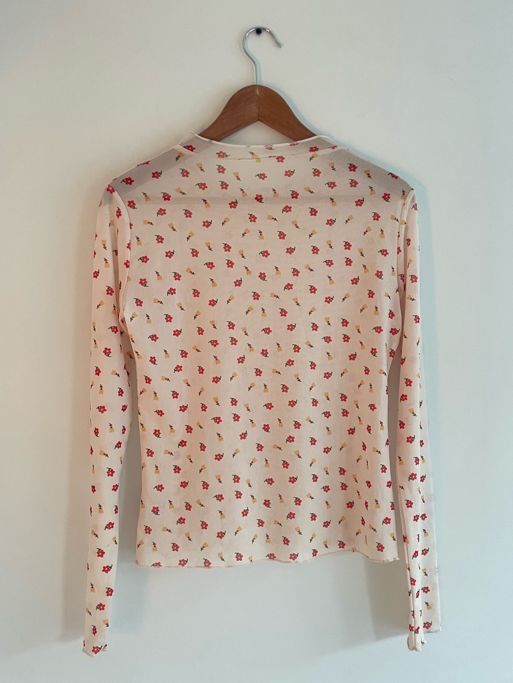 Floral Sheer Mesh Long-Sleeve Top